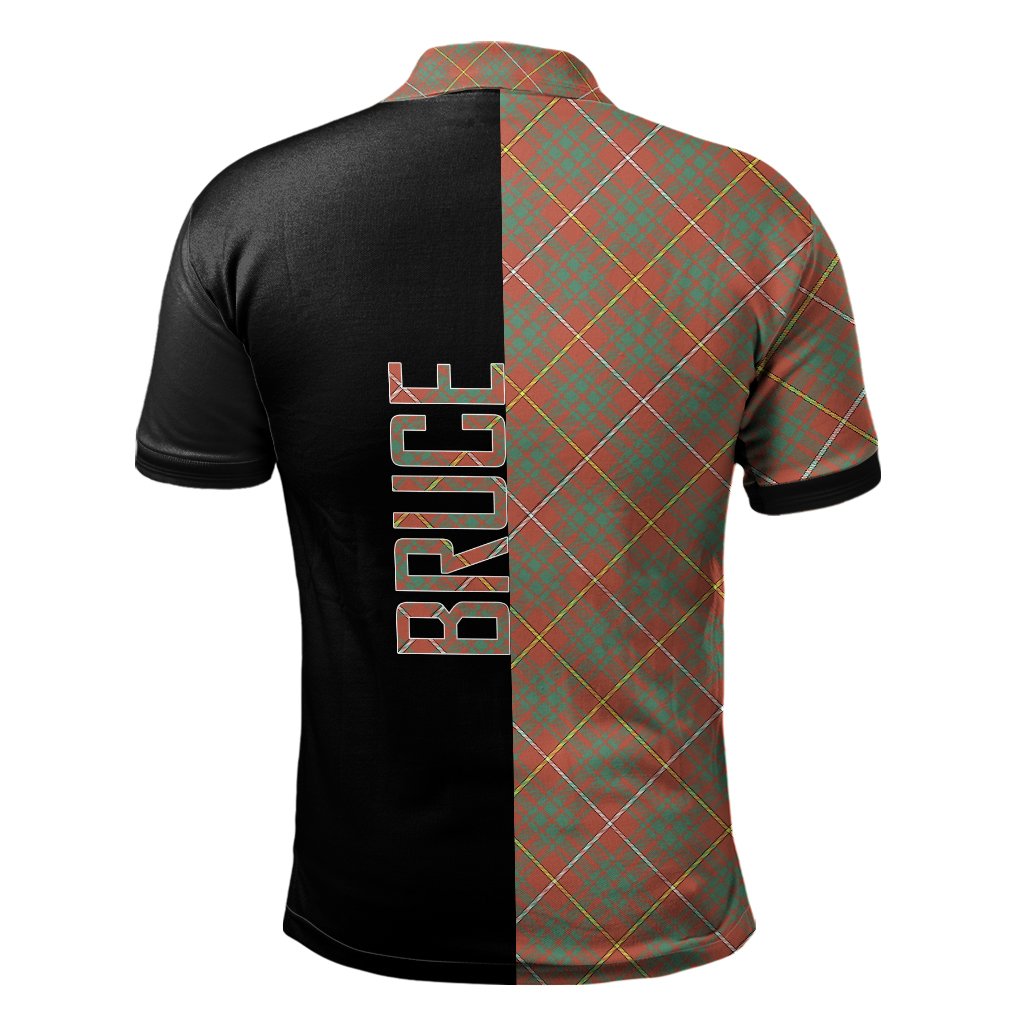 Bruce Ancient Tartan Polo Shirt Half of Me - Cross Style