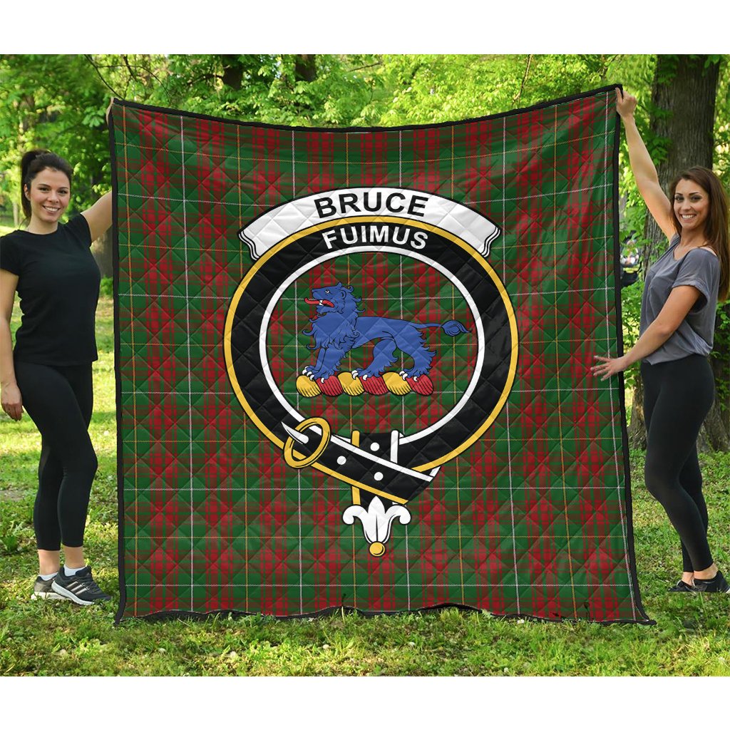 Bruce Hunting Tartan Crest Tartan Quilt