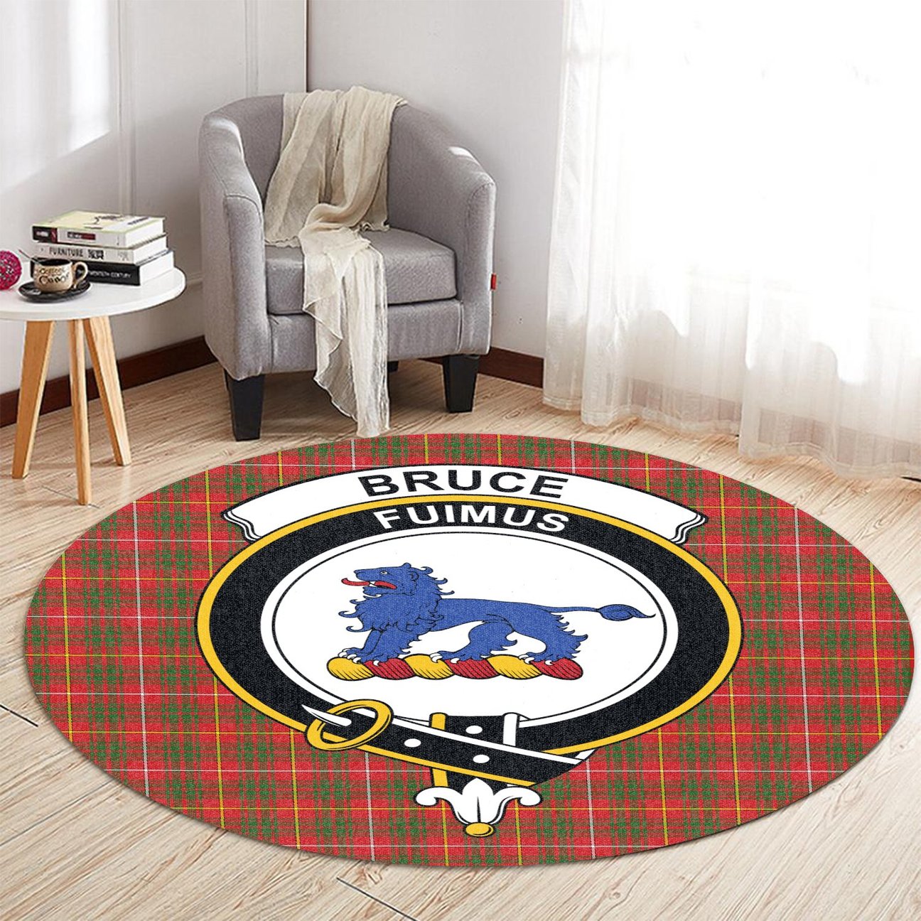 Bruce Modern Tartan Crest Round Rug