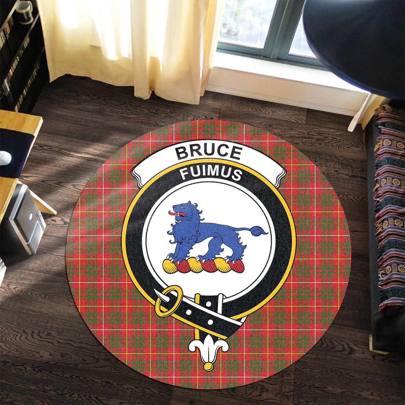 Bruce Modern Tartan Crest Round Rug