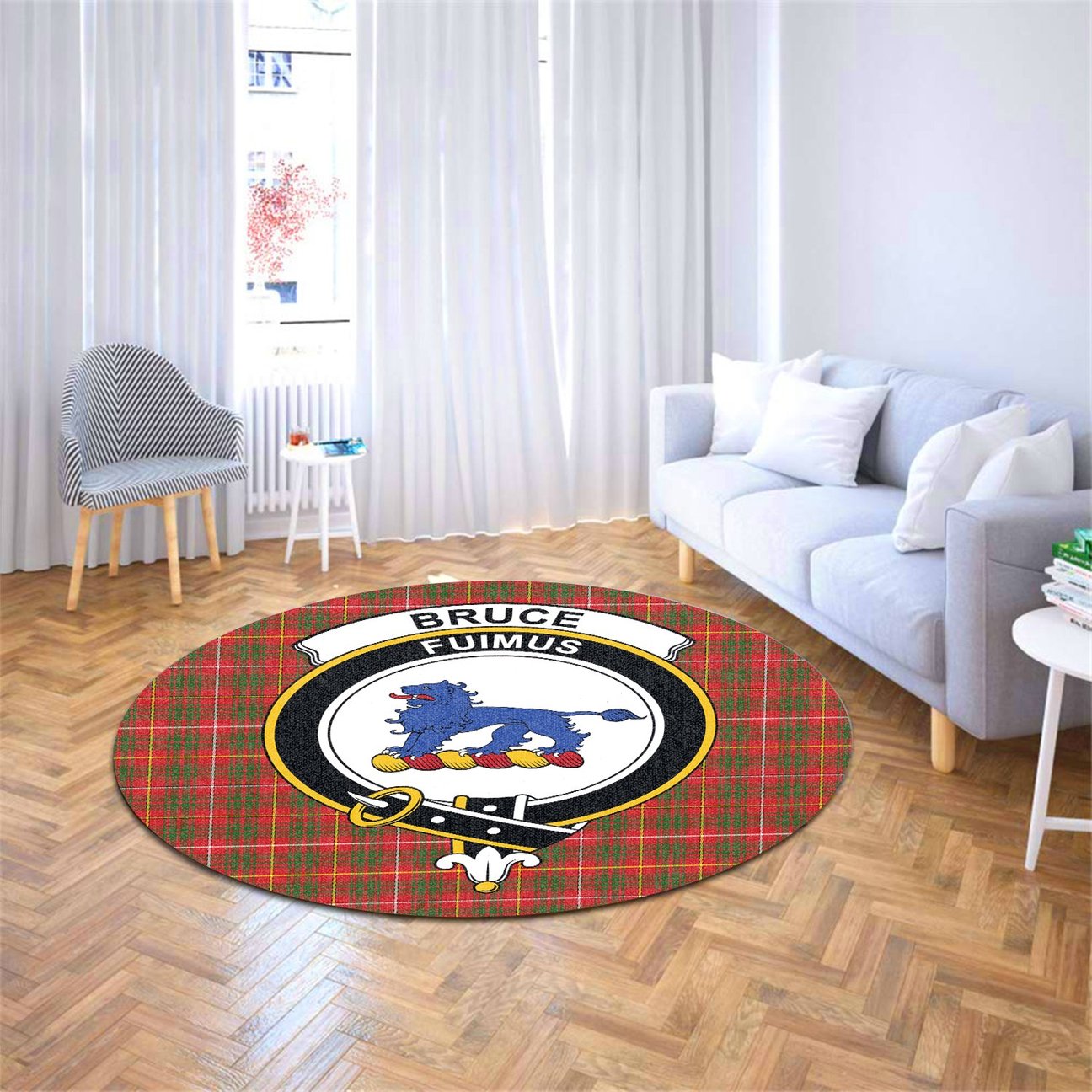 Bruce Modern Tartan Crest Round Rug