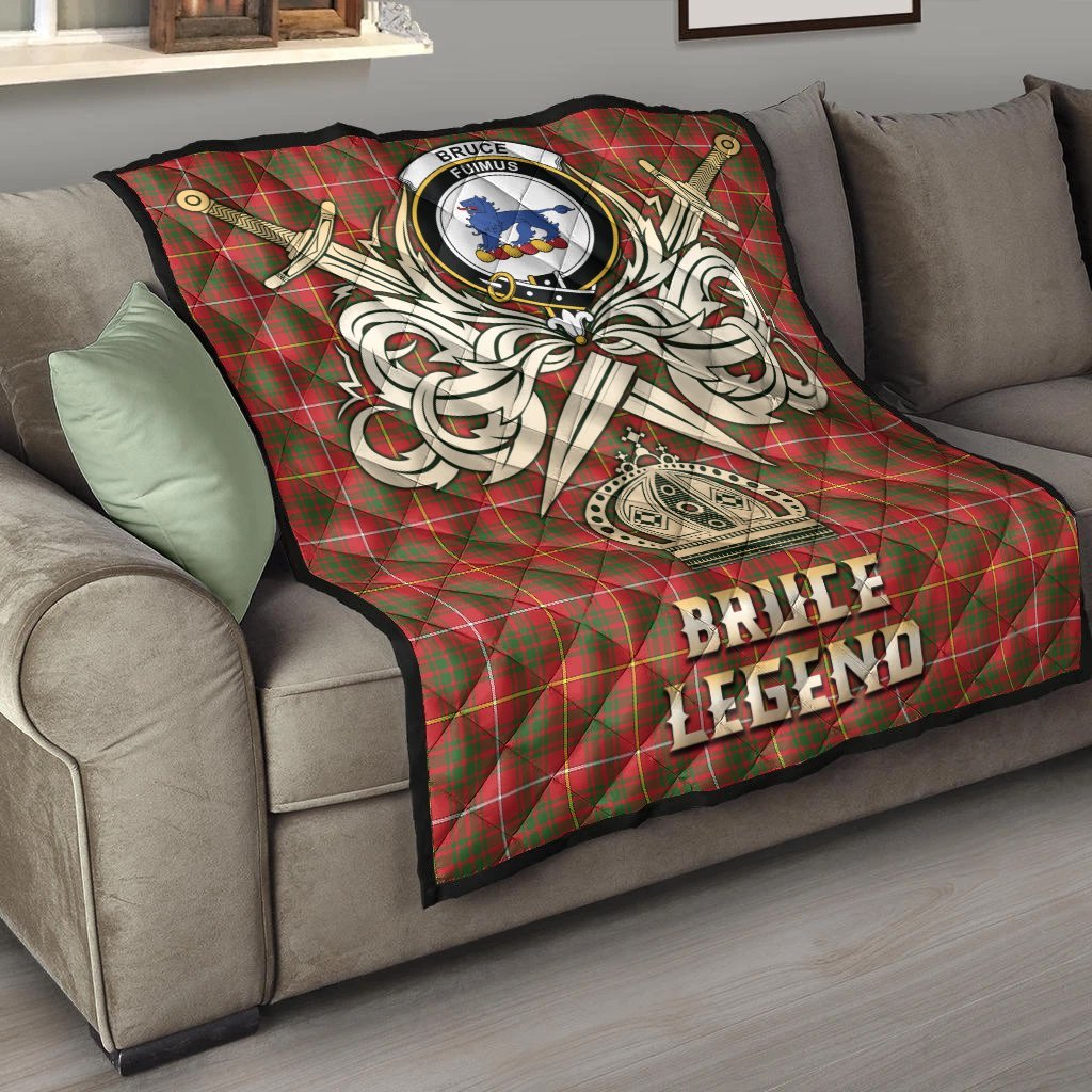 Bruce Modern Tartan Crest Legend Gold Royal Premium Quilt