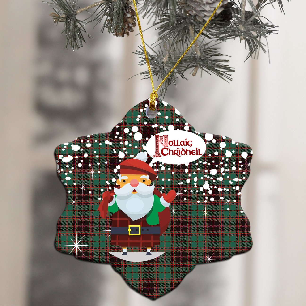 Buchan Ancient Tartan Christmas Ceramic Ornament - Santa Style