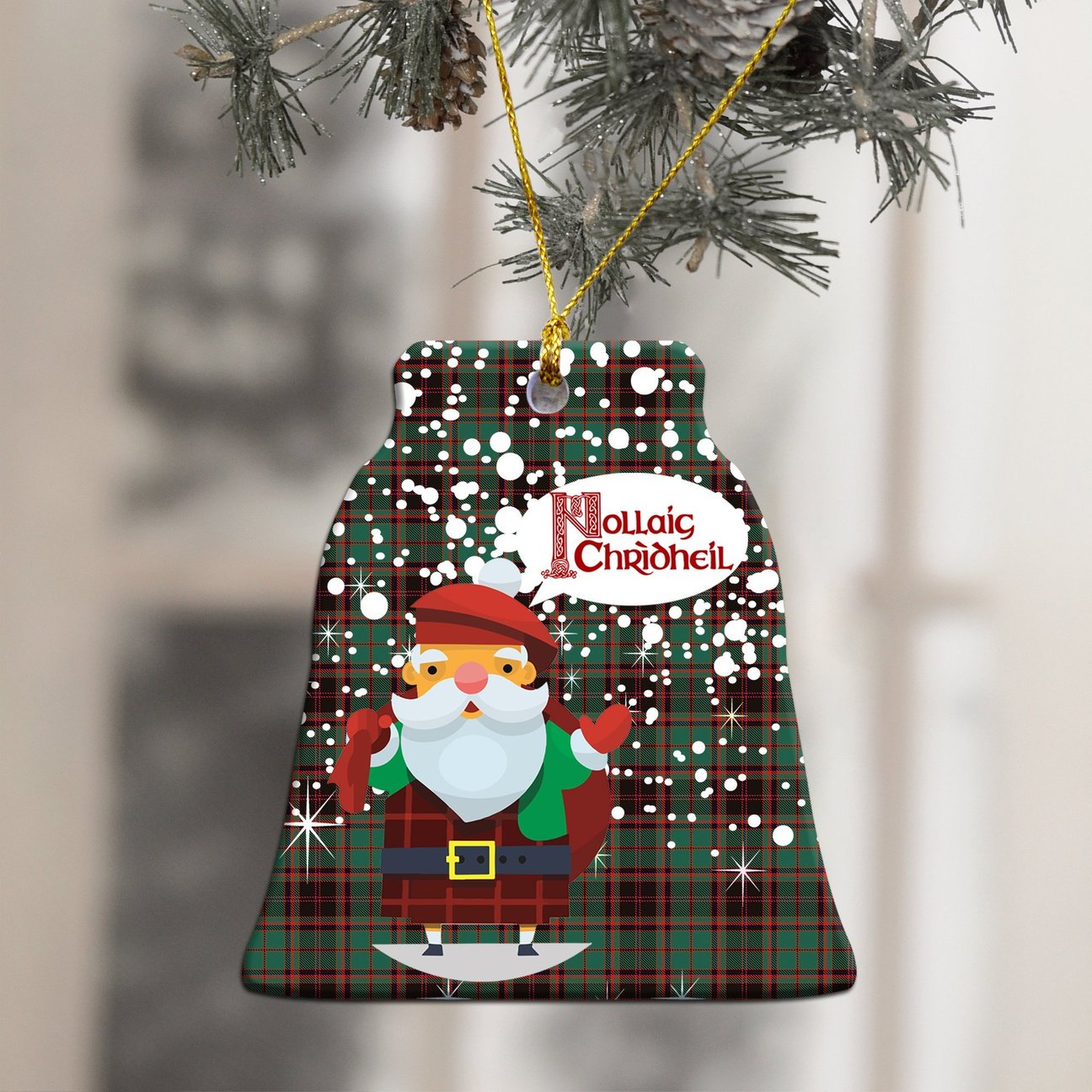 Buchan Ancient Tartan Christmas Ceramic Ornament - Santa Style