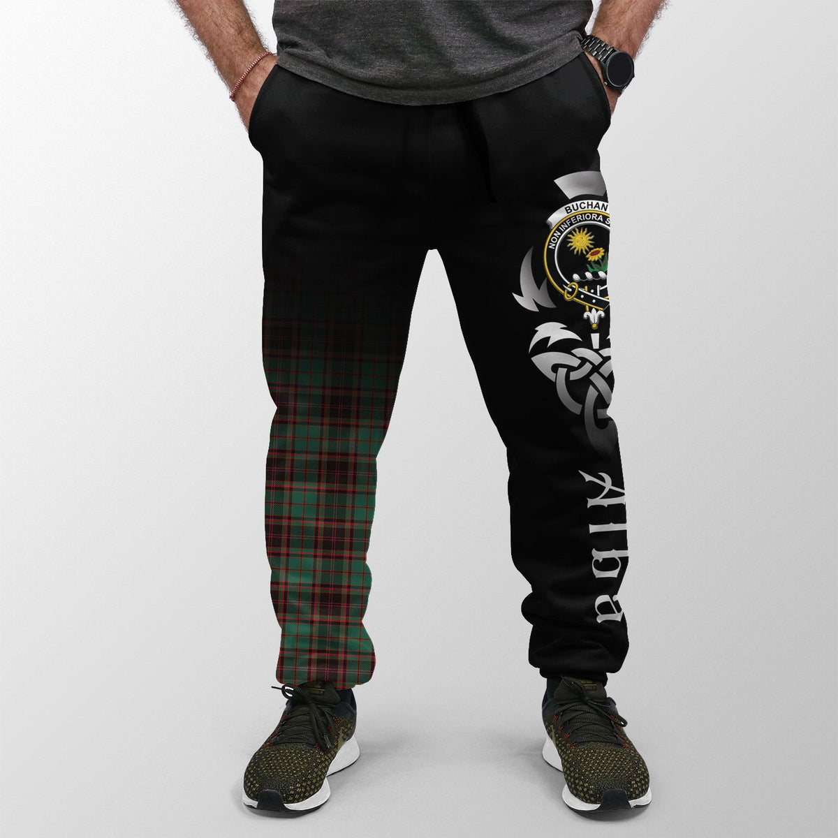 Buchan Ancient Tartan Crest Jogger Sweatpants - Alba Celtic Style