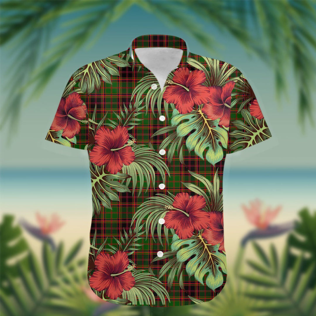 Buchan Tartan Hawaiian Shirt Hibiscus, Coconut, Parrot, Pineapple - Tropical Garden Shirt