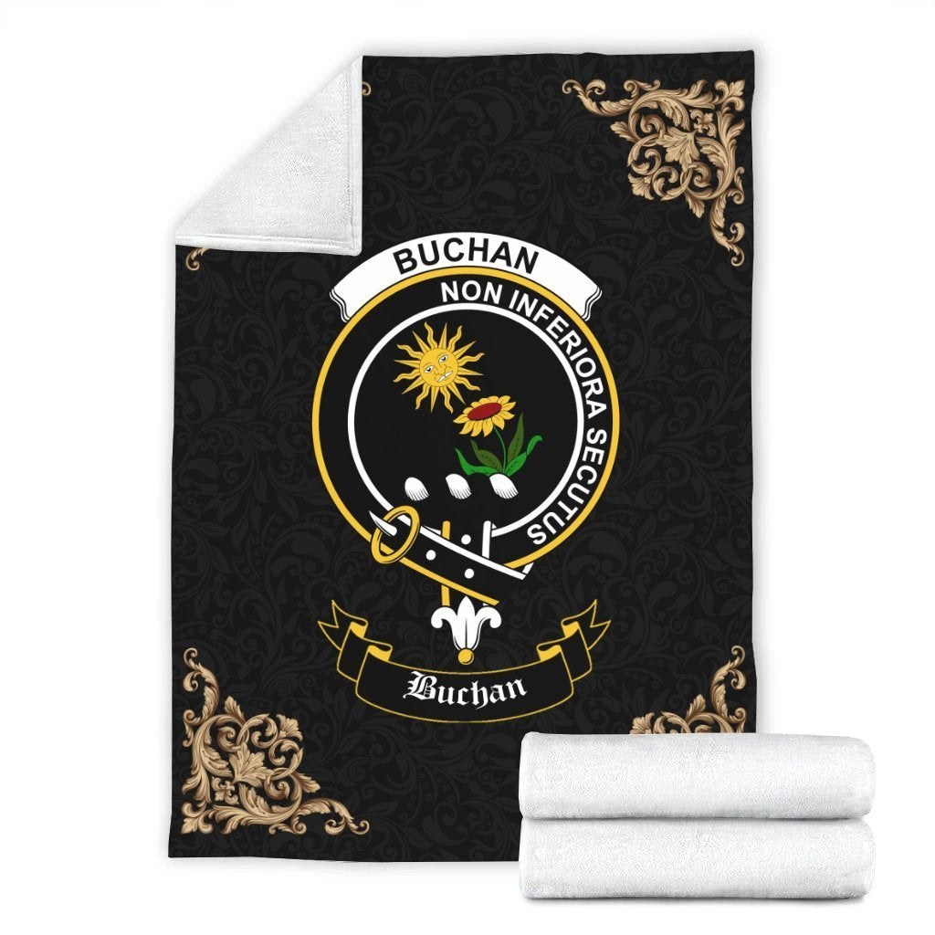 Buchan Crest Tartan Premium Blanket Black