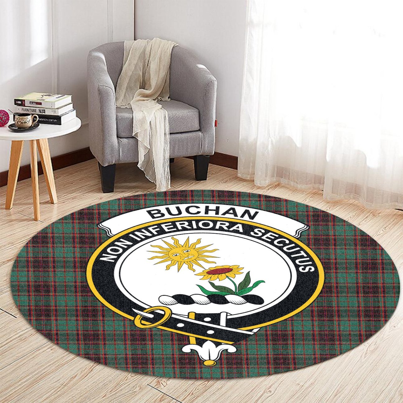 Buchan Ancient Tartan Crest Round Rug