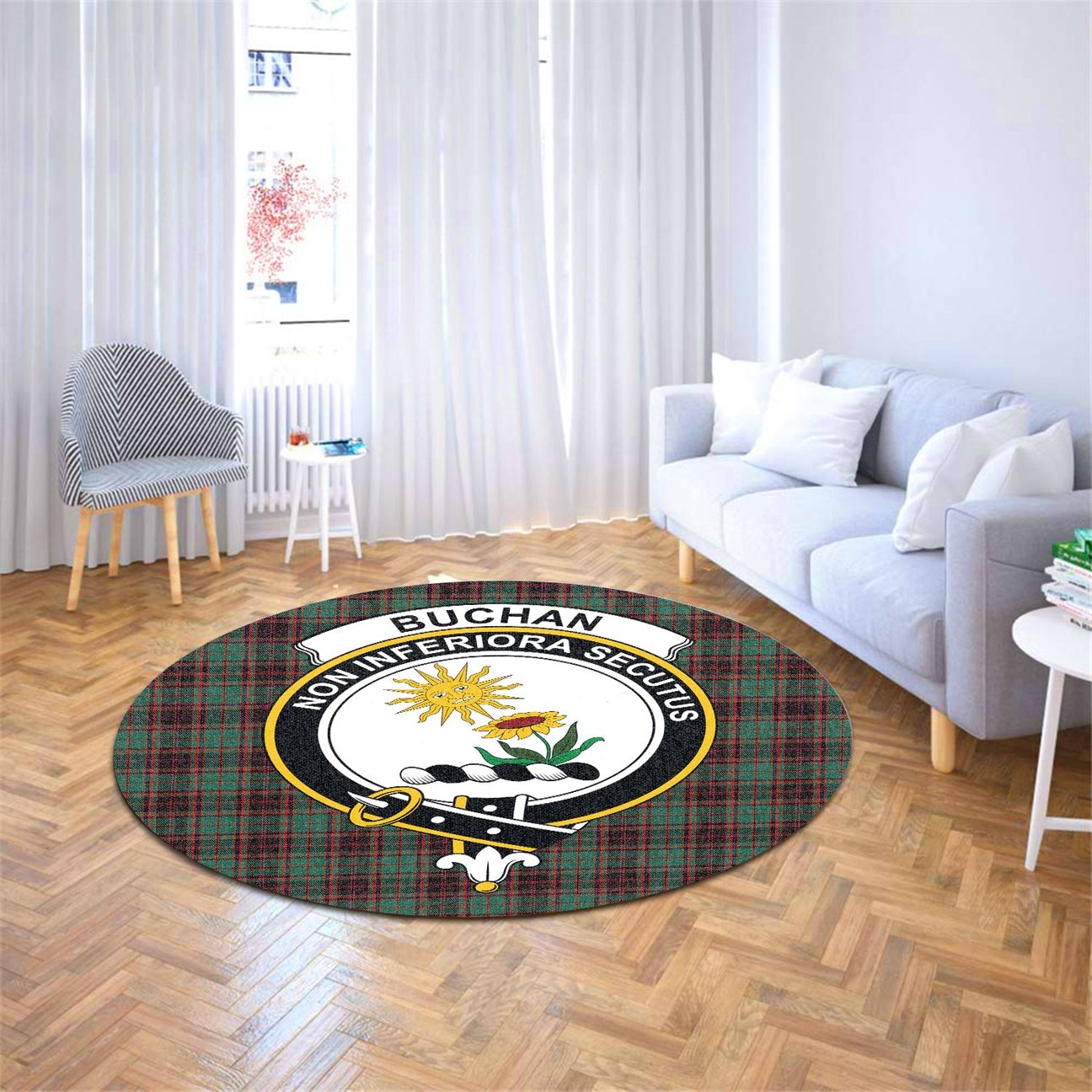 Buchan Ancient Tartan Crest Round Rug