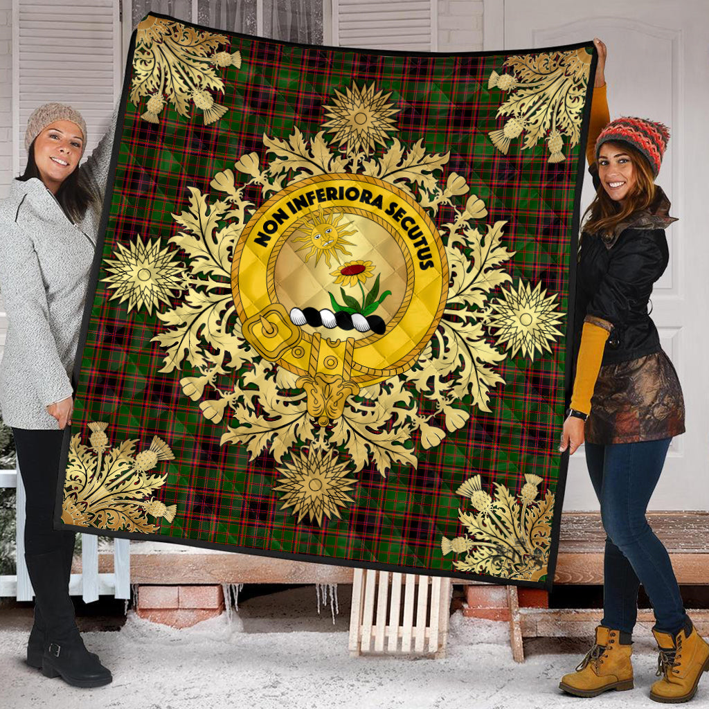 Buchan Modern Tartan Crest Premium Quilt - Gold Thistle Style