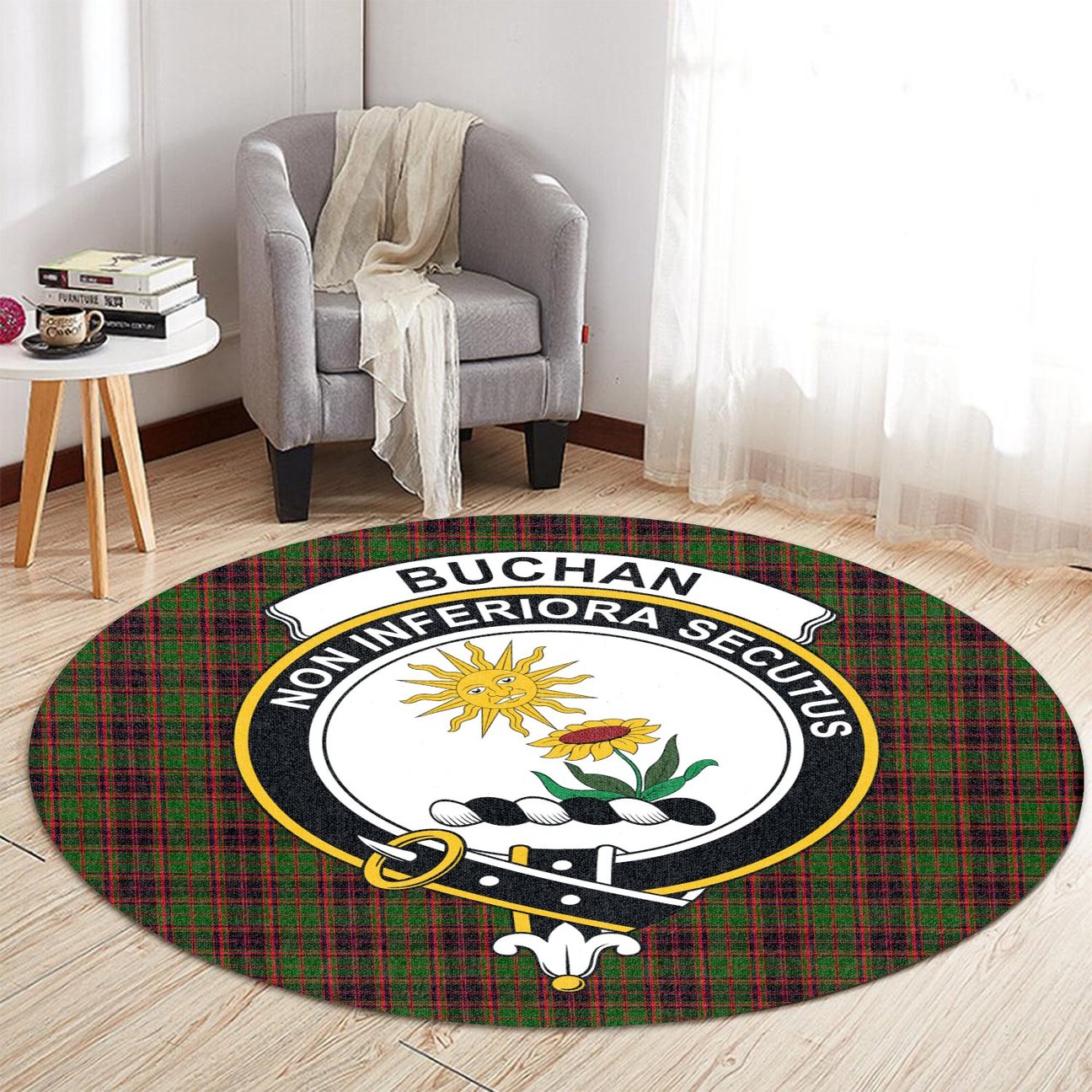 Buchan Modern Tartan Crest Round Rug