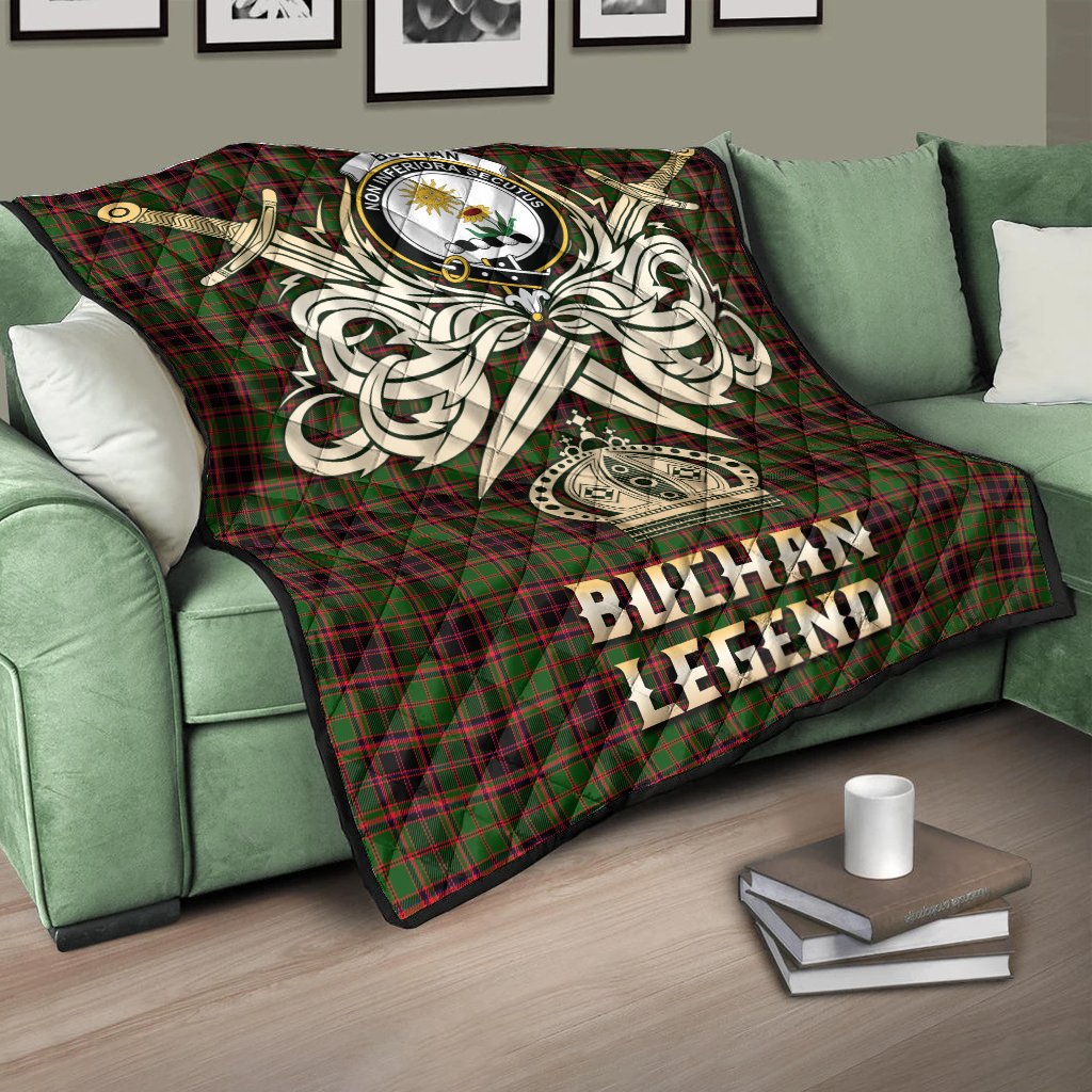 Buchan Modern Tartan Crest Legend Gold Royal Premium Quilt