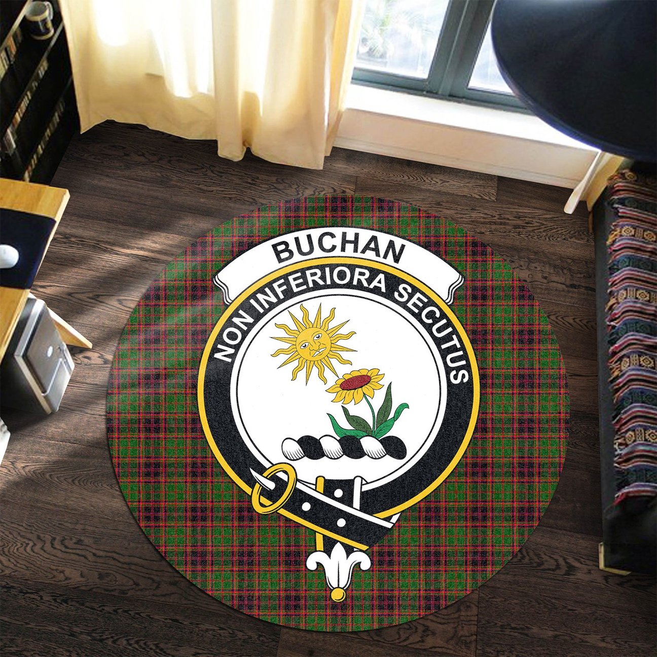 Buchan Modern Tartan Crest Round Rug