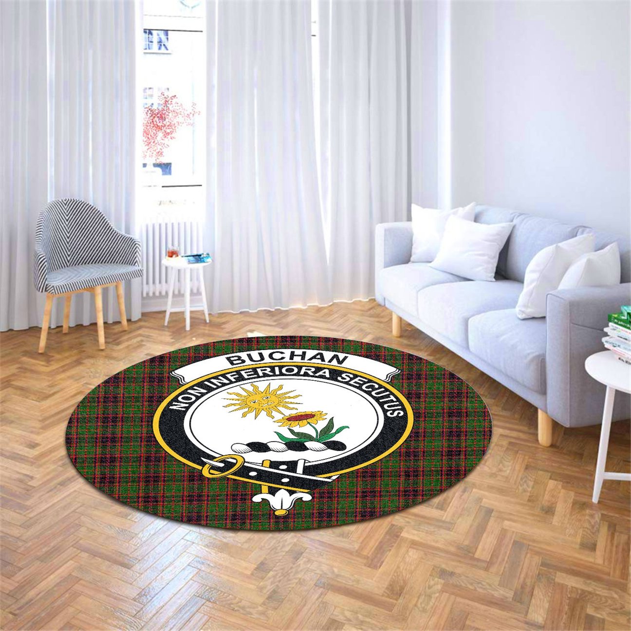 Buchan Modern Tartan Crest Round Rug