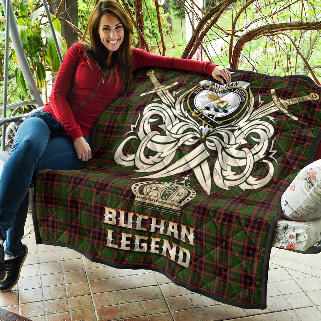 Buchan Modern Tartan Crest Legend Gold Royal Premium Quilt