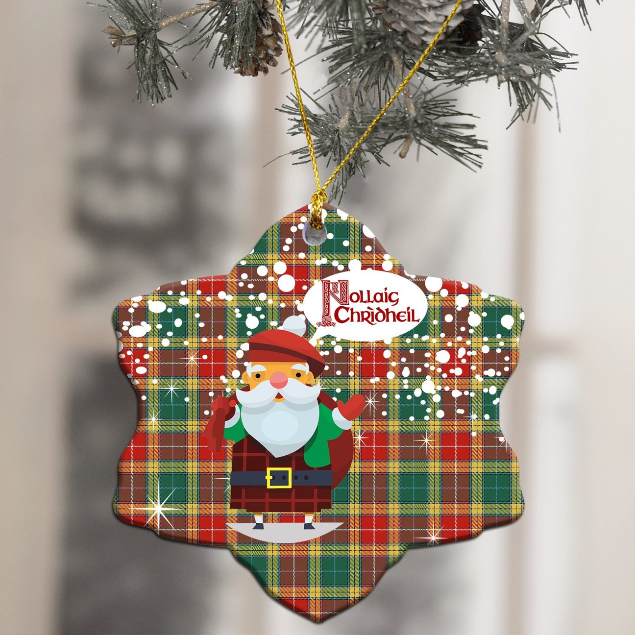 Buchanan Old Sett Tartan Christmas Ceramic Ornament - Santa Style