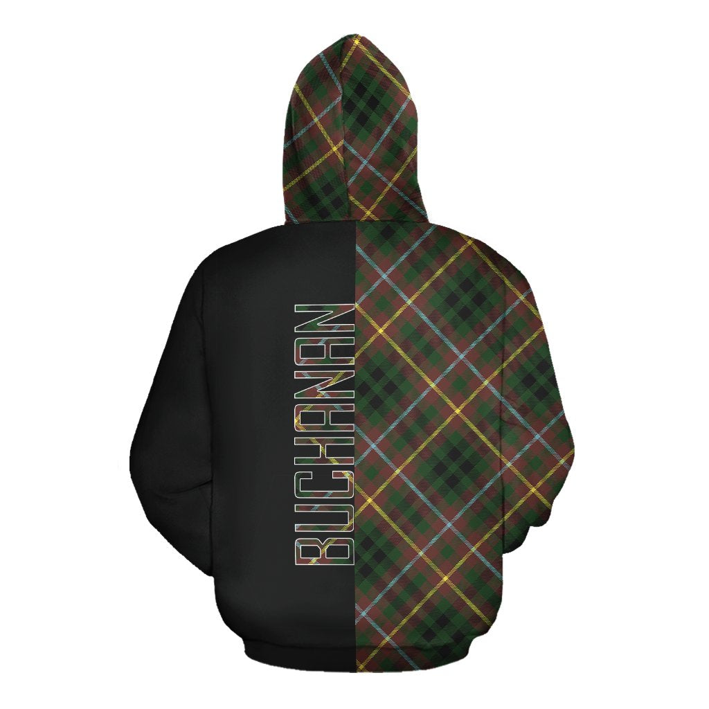 Buchanan Hunting Tartan Hoodie Half of Me - Cross Style