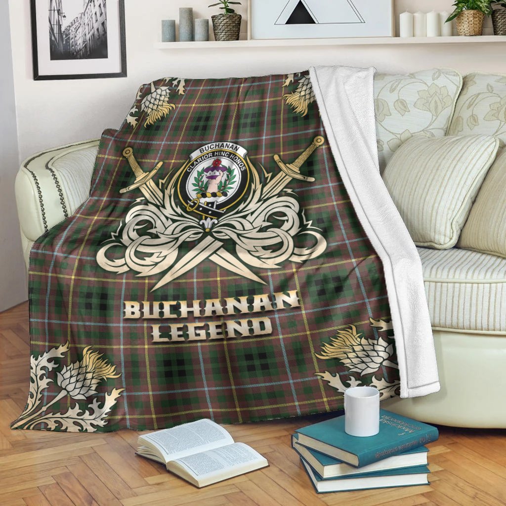 Buchanan Hunting Tartan Gold Courage Symbol Blanket