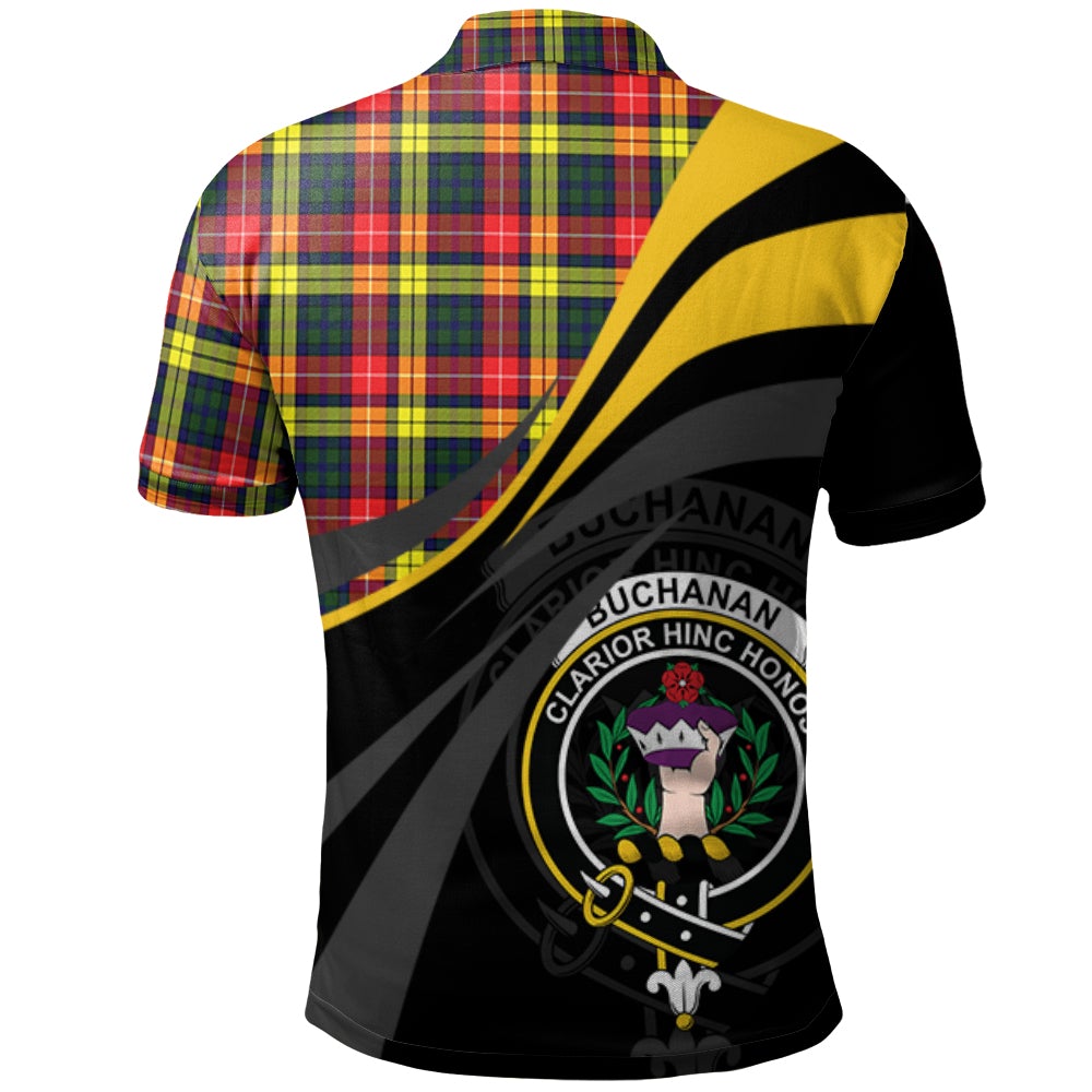 Buchanan Modern Tartan Polo Shirt - Royal Coat Of Arms Style