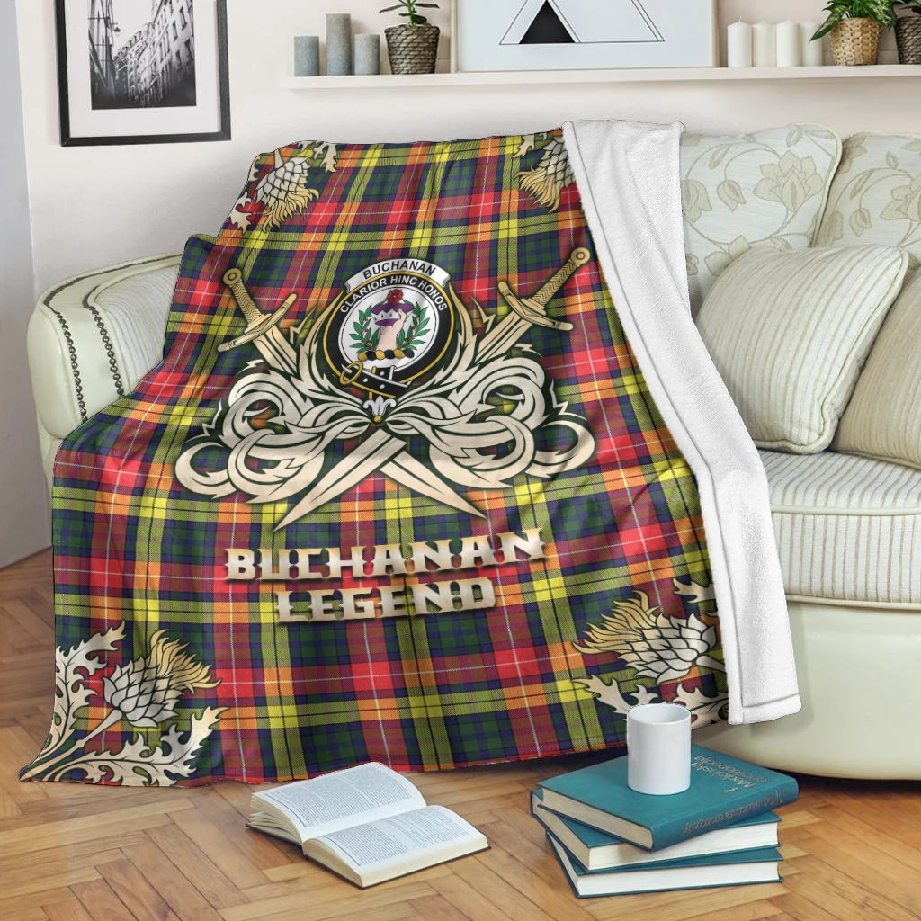 Buchanan Modern Tartan Gold Courage Symbol Blanket