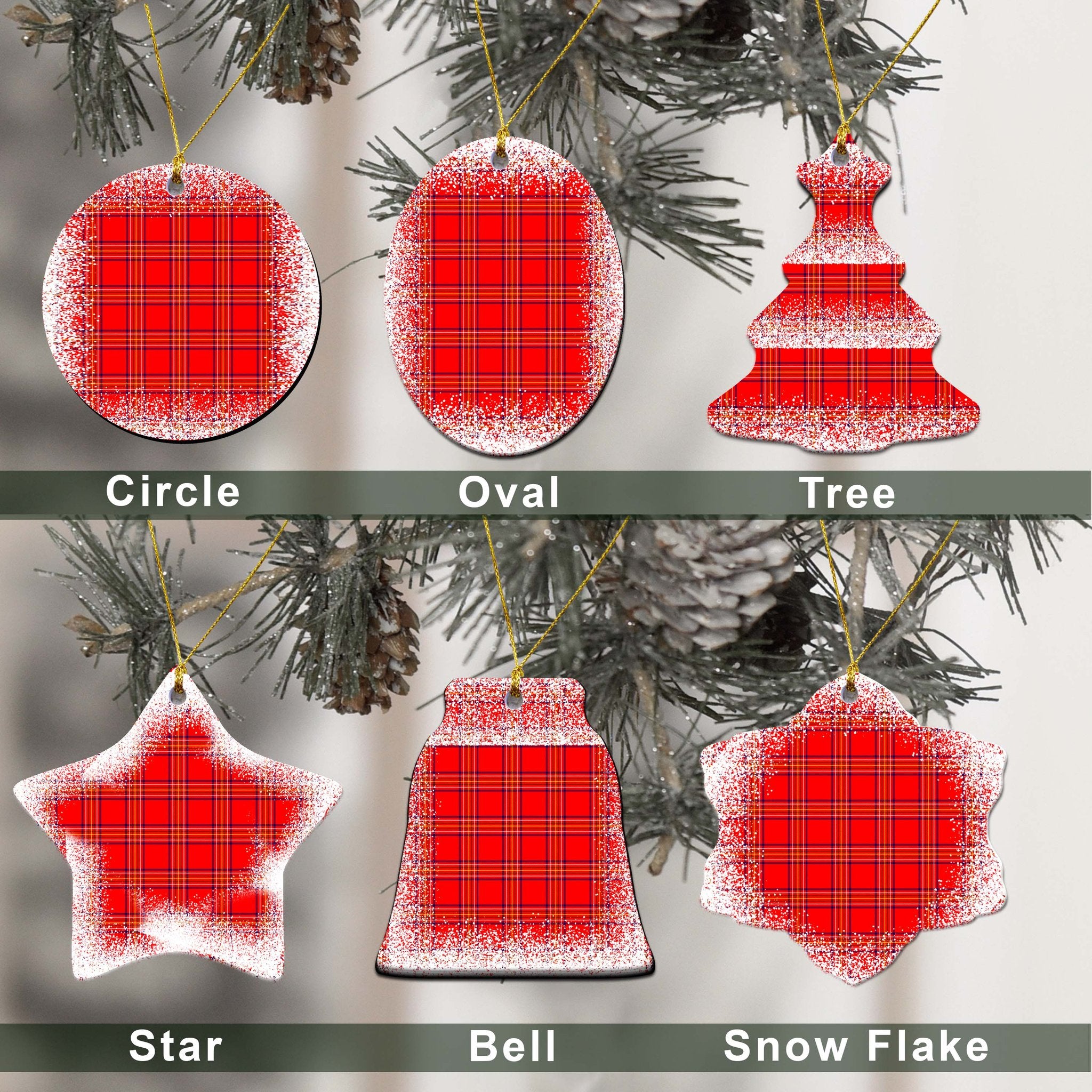 Burnett Tartan Christmas Ceramic Ornament - Snow Style