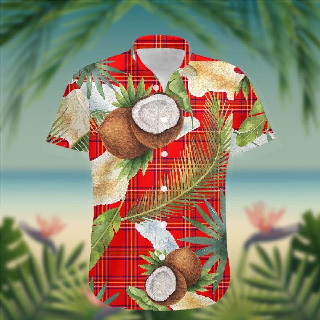 Burnett Tartan Hawaiian Shirt Hibiscus, Coconut, Parrot, Pineapple - Tropical Garden Shirt