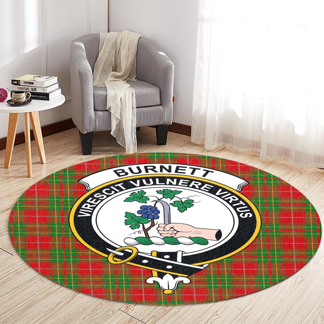 Burnett Ancient Tartan Crest Round Rug