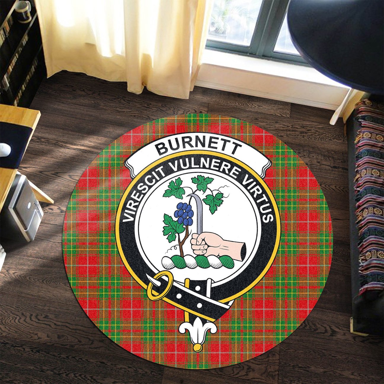 Burnett Ancient Tartan Crest Round Rug