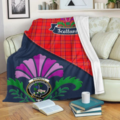 Burnett Tartan Crest Premium Blanket - Thistle Style