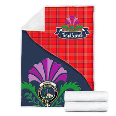 Burnett Tartan Crest Premium Blanket - Thistle Style