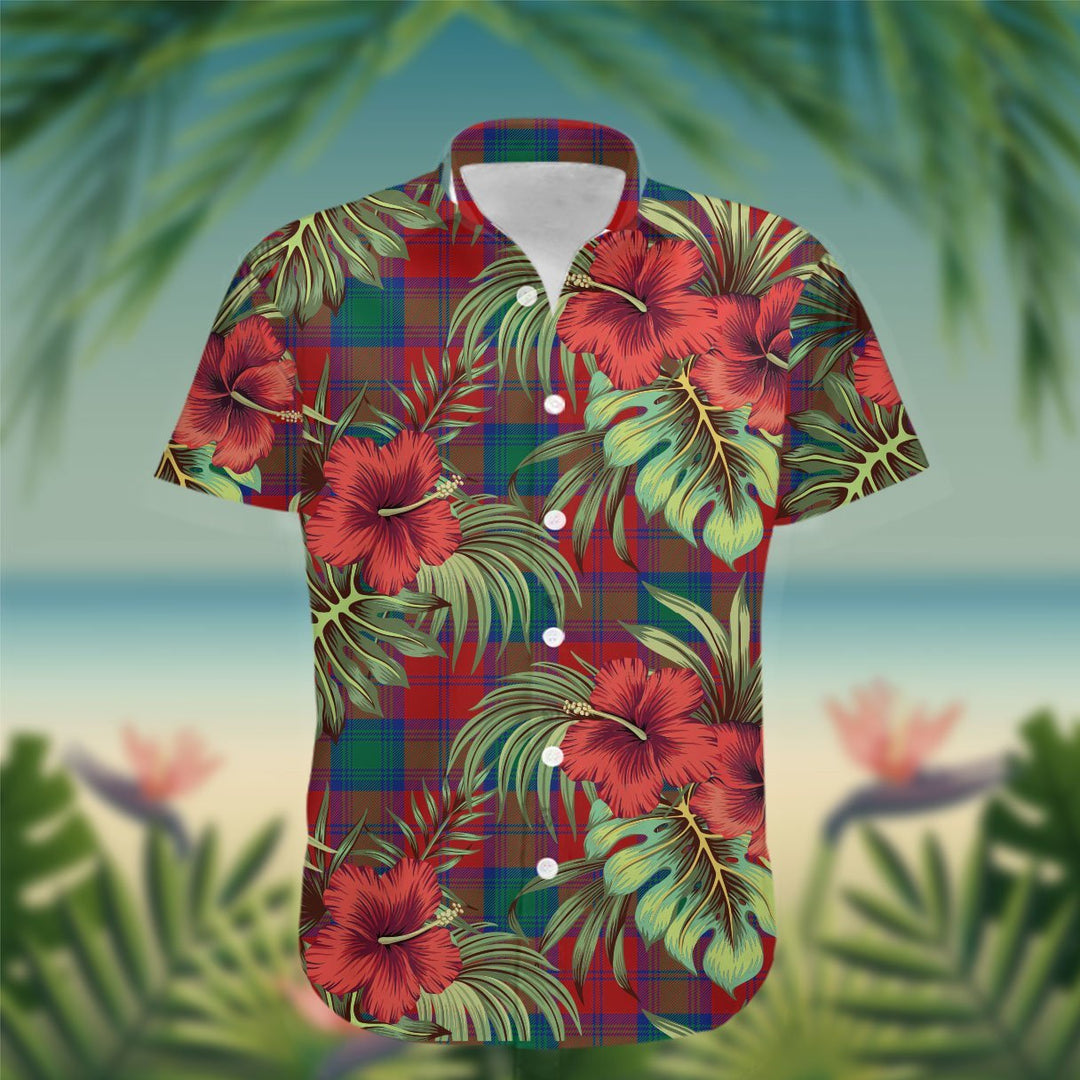 Byres Tartan Hawaiian Shirt Hibiscus, Coconut, Parrot, Pineapple - Tropical Garden Shirt