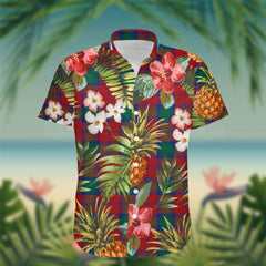 Byres Tartan Hawaiian Shirt Hibiscus, Coconut, Parrot, Pineapple - Tropical Garden Shirt