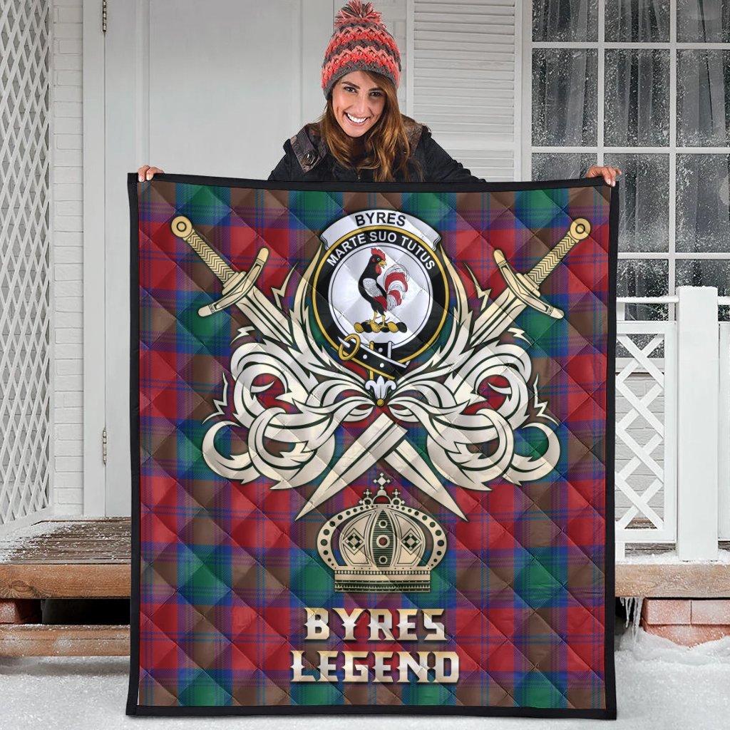 Byres Tartan Crest Legend Gold Royal Premium Quilt