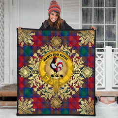 Byres Tartan Crest Premium Quilt - Gold Thistle Style