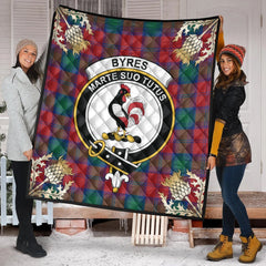 Byres Tartan Crest Premium Quilt - Gold Thistle Style