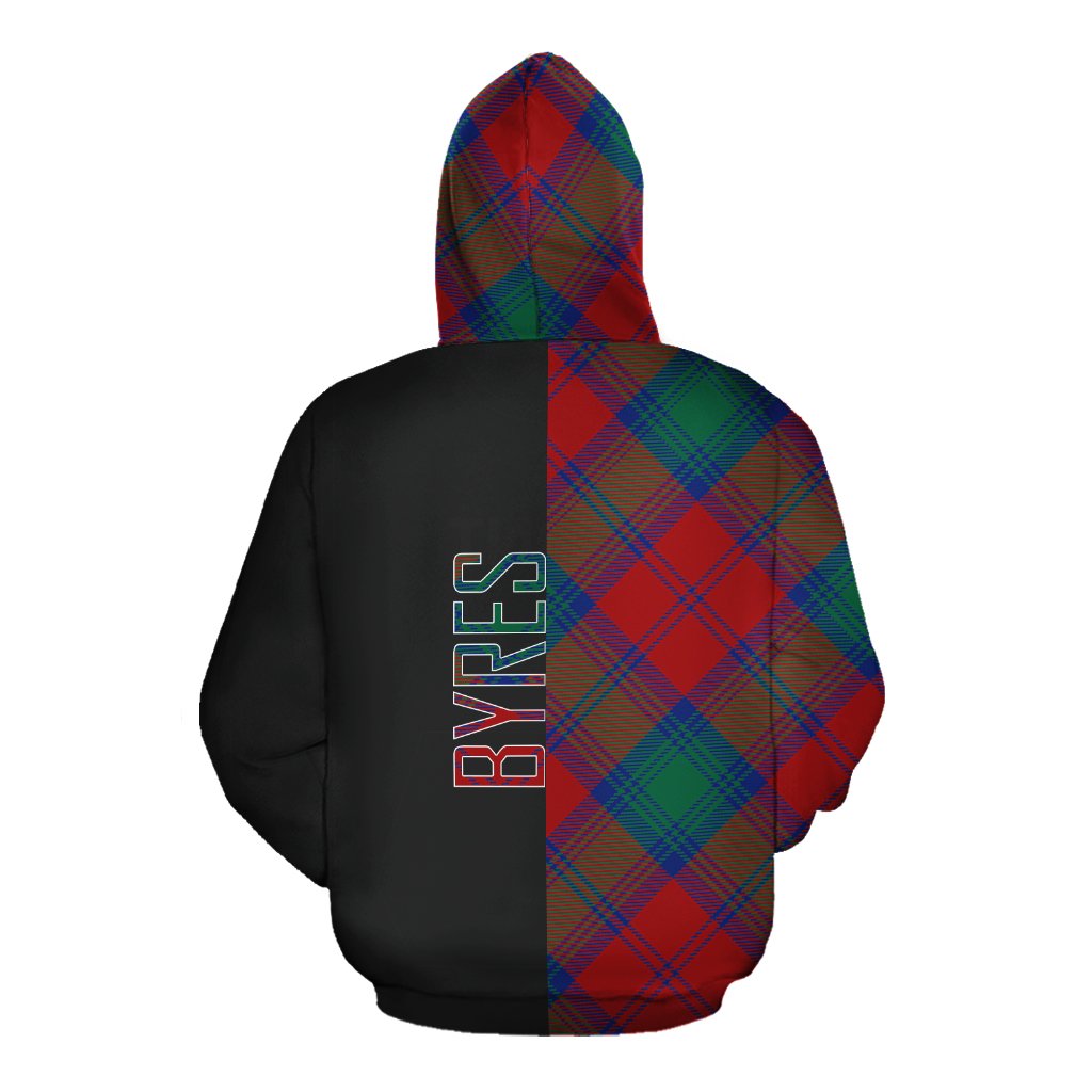 Byres Tartan Hoodie Half of Me - Cross Style