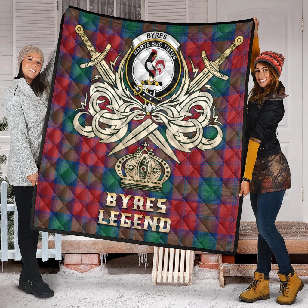 Byres Tartan Crest Legend Gold Royal Premium Quilt