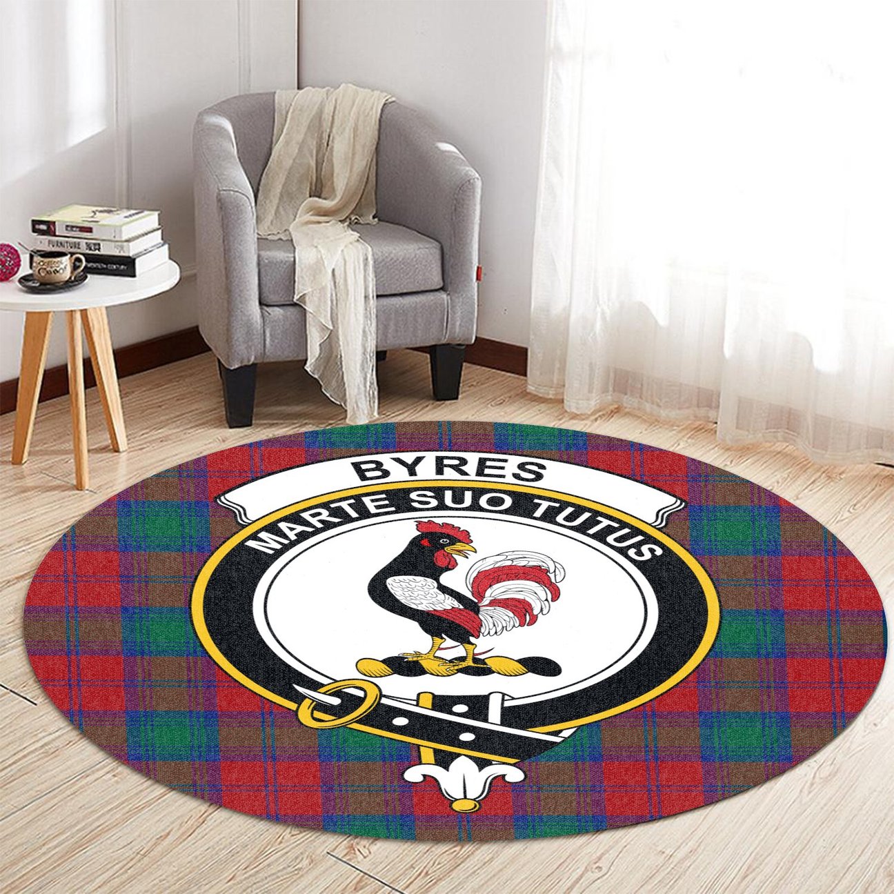 Byres Tartan Crest Round Rug