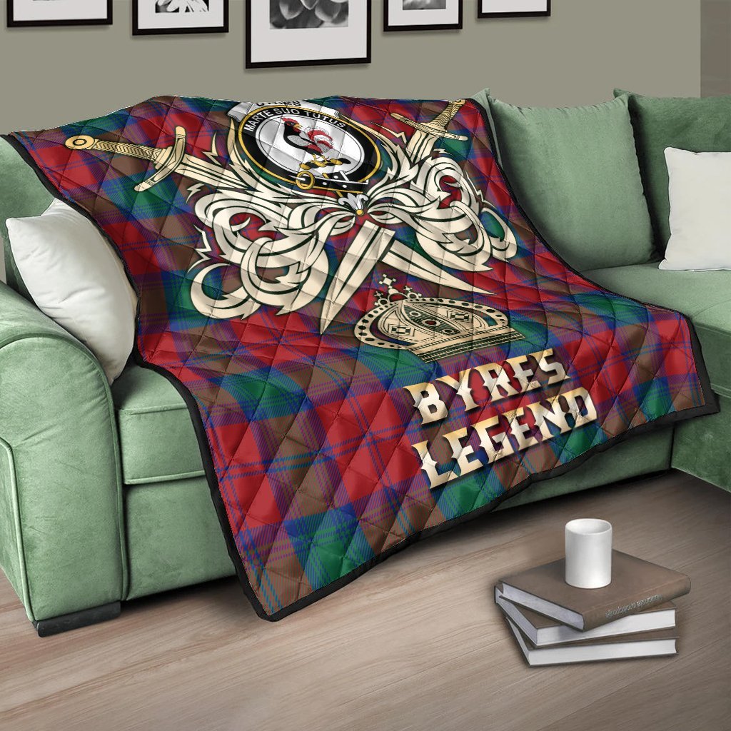 Byres Tartan Crest Legend Gold Royal Premium Quilt