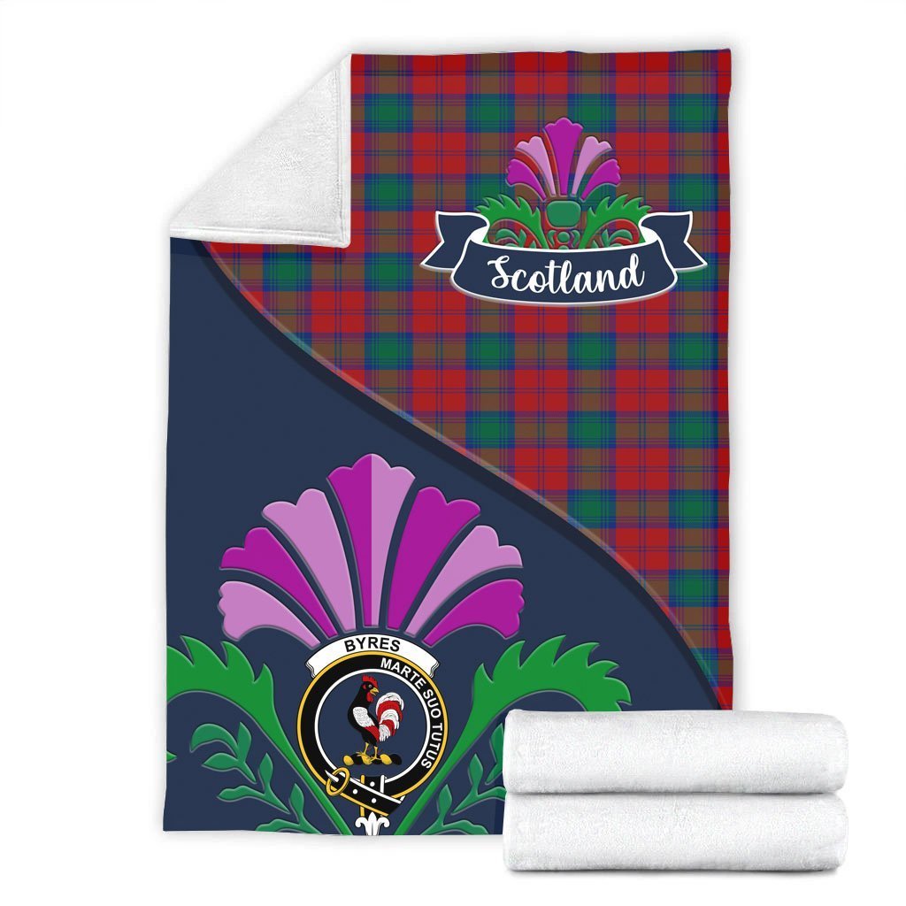 Byres Tartan Crest Premium Blanket - Thistle Style