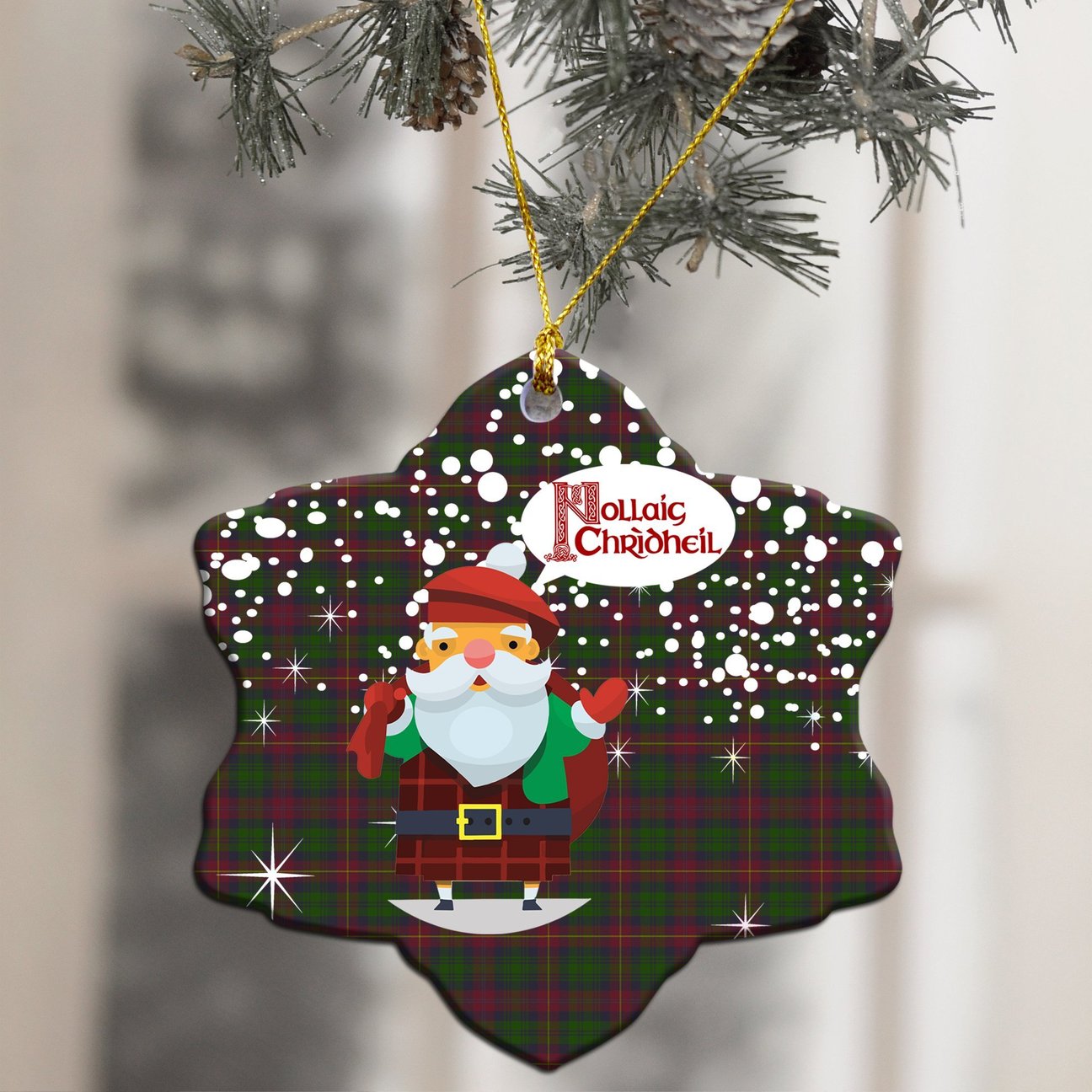 Cairns Tartan Christmas Ceramic Ornament - Santa Style