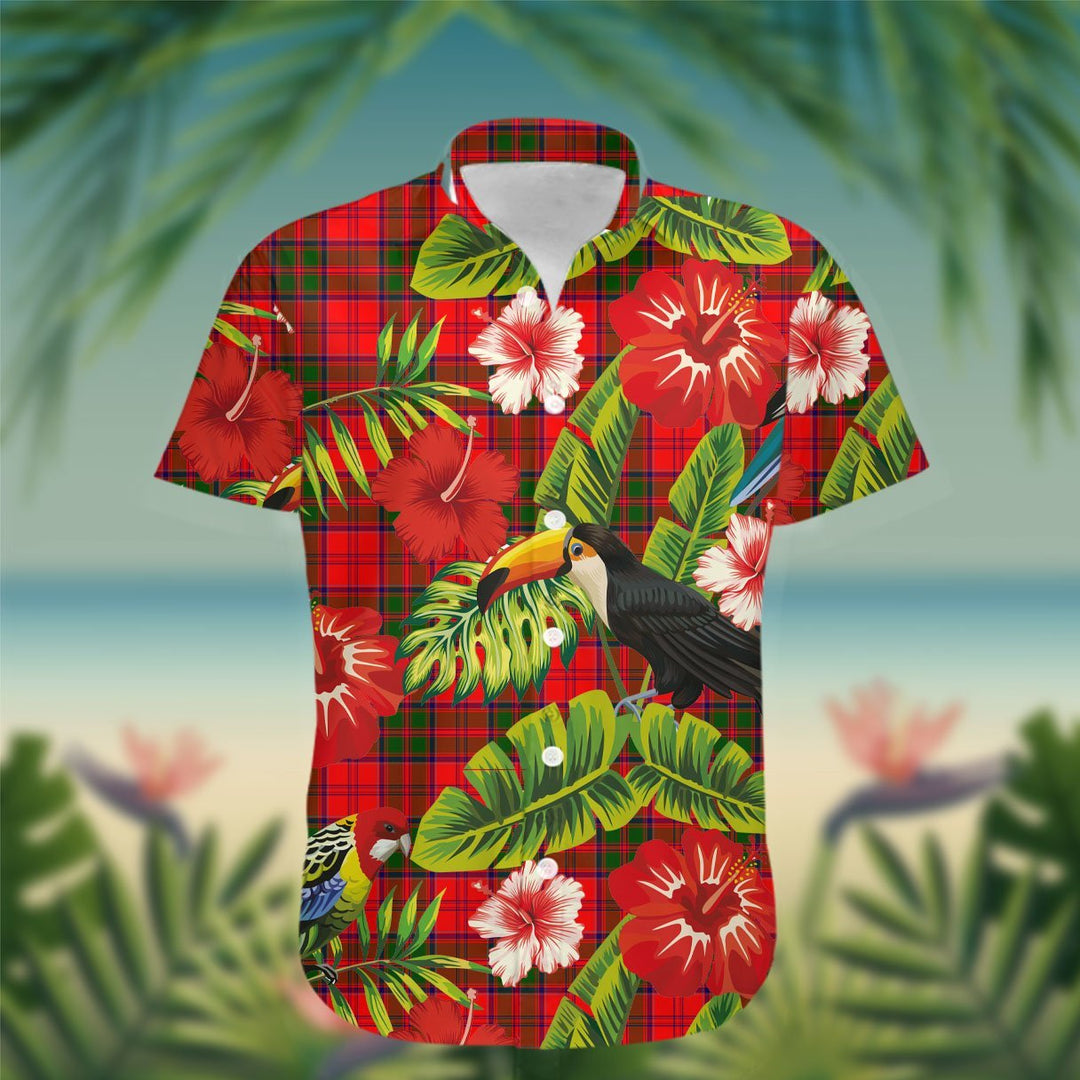 Cairns Tartan Hawaiian Shirt Hibiscus, Coconut, Parrot, Pineapple - Tropical Garden Shirt