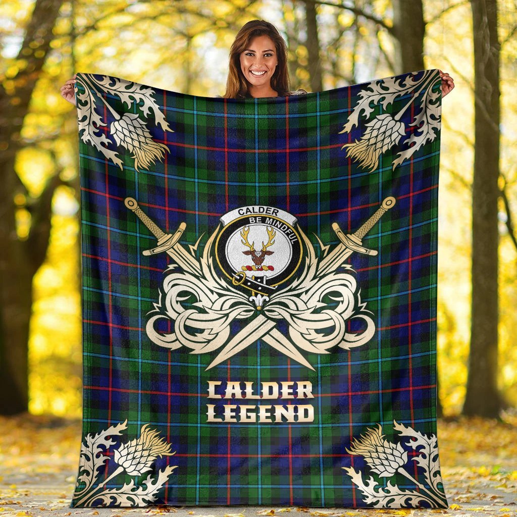 Calder Modern Tartan Gold Courage Symbol Blanket