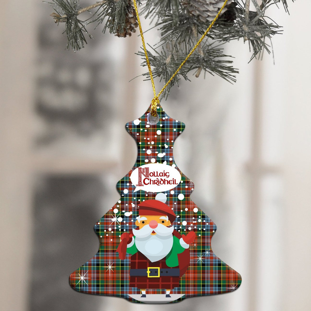 Caledonia Ancient Tartan Christmas Ceramic Ornament - Santa Style