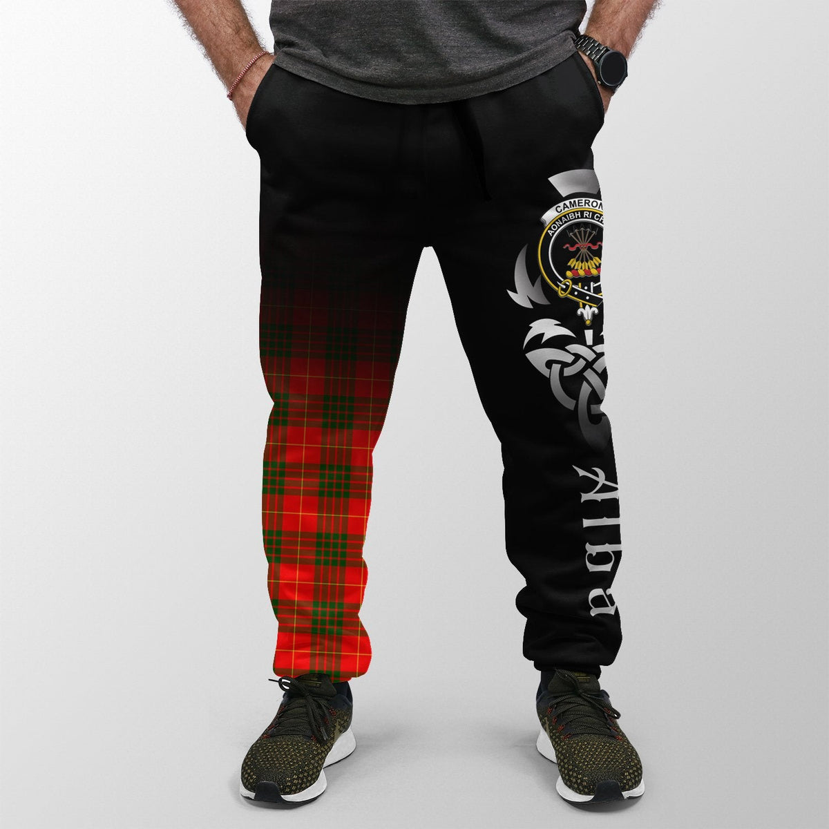 Cameron Modern Tartan Crest Jogger Sweatpants - Alba Celtic Style