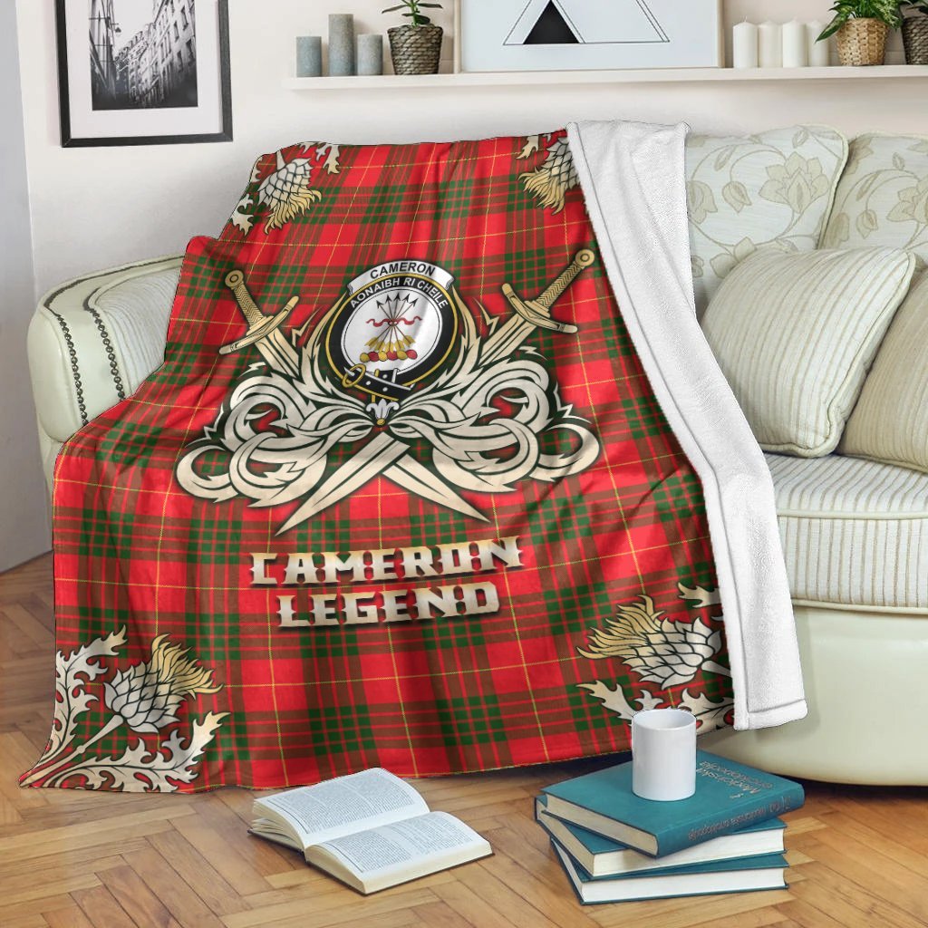 Cameron Modern Tartan Gold Courage Symbol Blanket