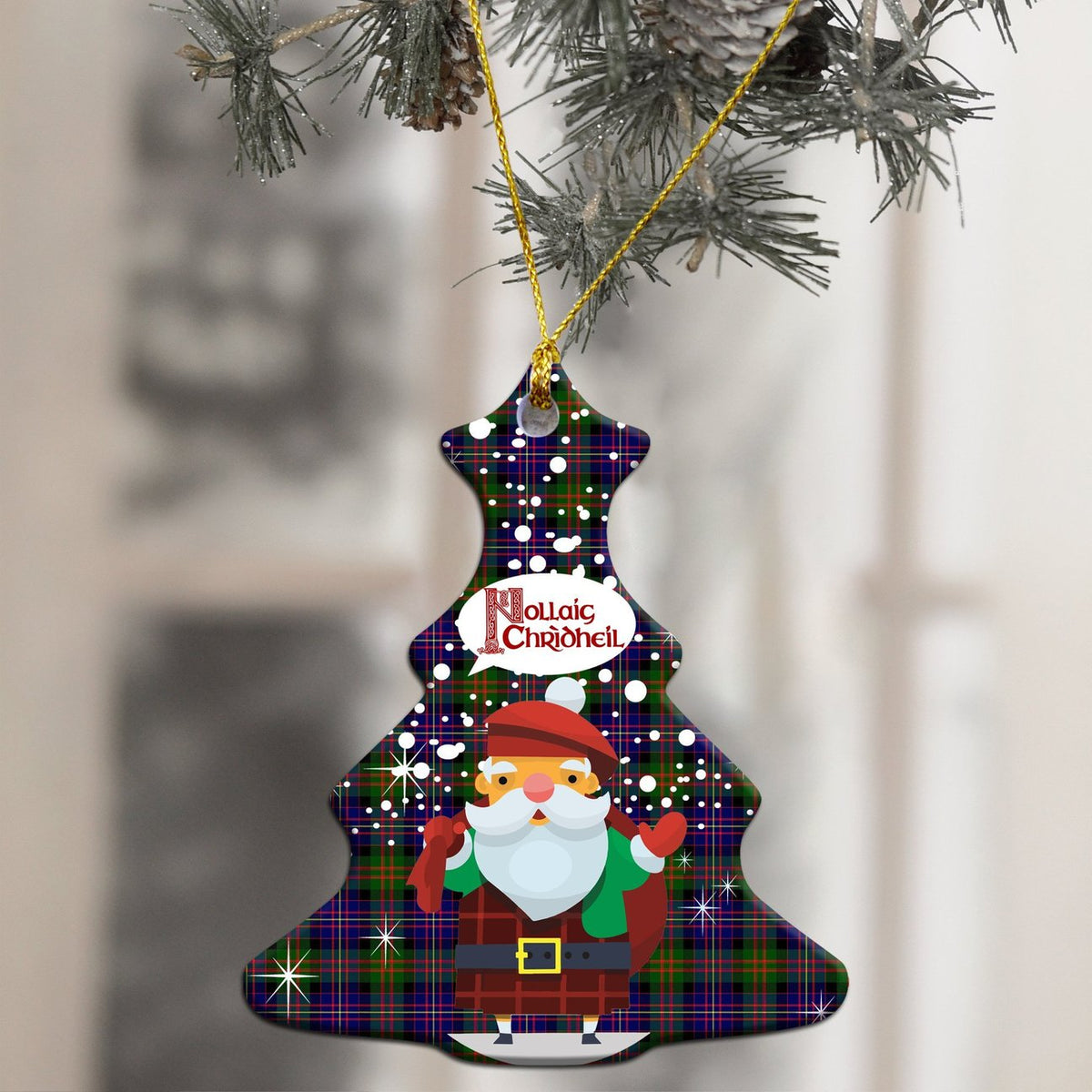 Cameron of Erracht Modern Tartan Christmas Ceramic Ornament - Santa Style