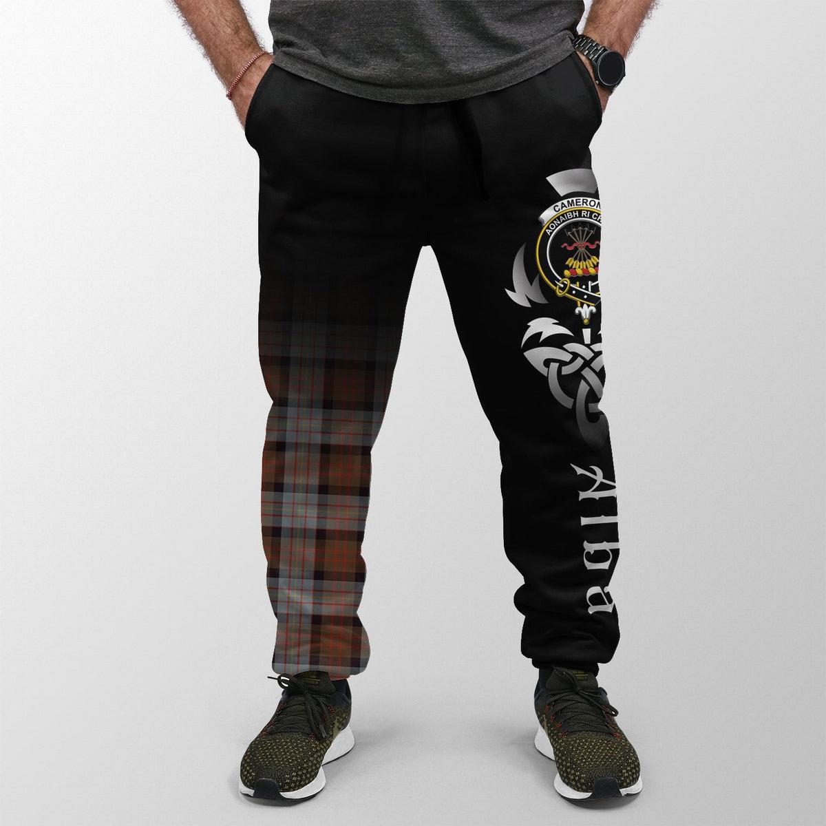 Cameron Of Erracht Weathered Tartan Crest Jogger Sweatpants - Alba Celtic Style