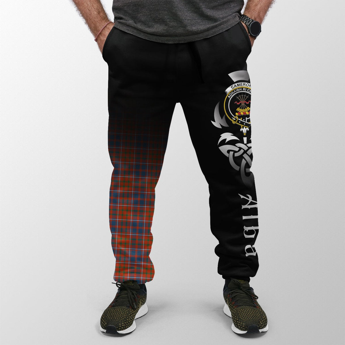 Cameron Of Lochiel Ancient Tartan Crest Jogger Sweatpants - Alba Celtic Style