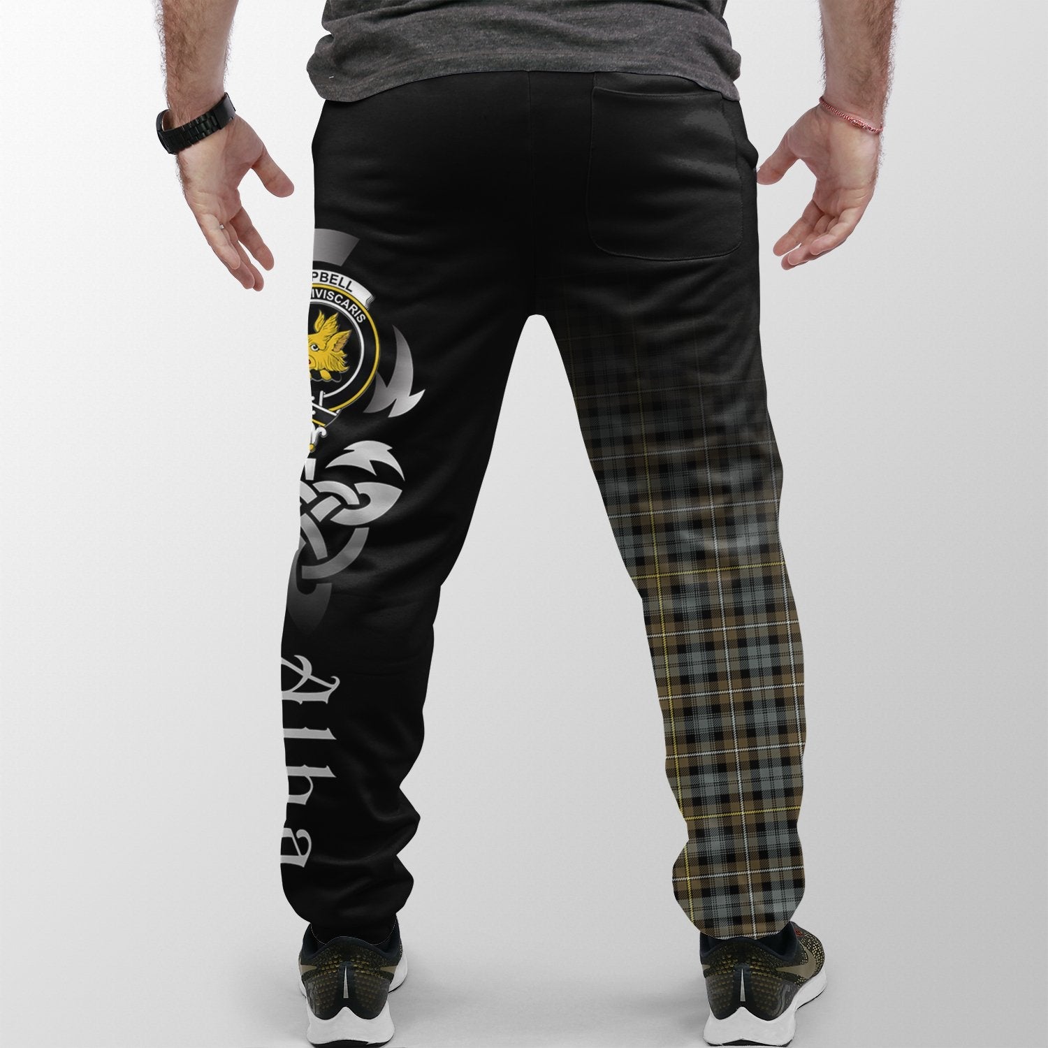 Campbell Argyll Weathered Tartan Crest Jogger Sweatpants - Alba Celtic Style